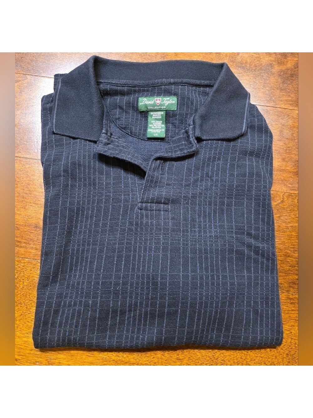 Men's David Taylor Black Striped Polo Shirt L
